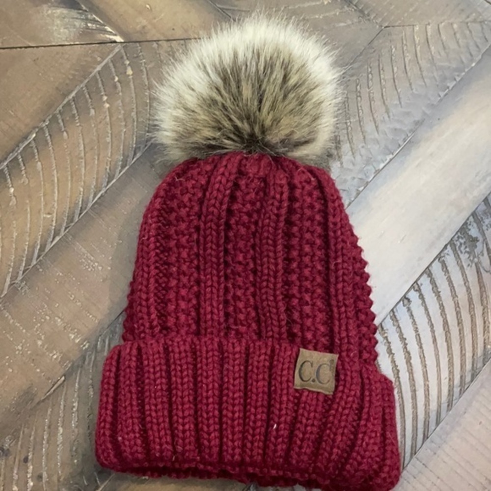 Cranberry Pom Pom C.C‎  Winter Lined beanie CC Beanie
